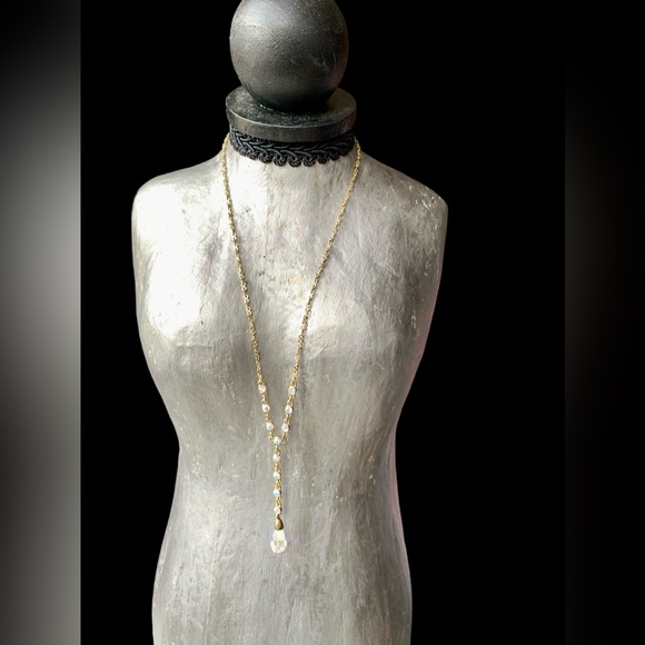 GIVENCHY Iridescent Crystal Gold Plated Y Necklace Women’s Designer Jewelry - Picture 7 of 13